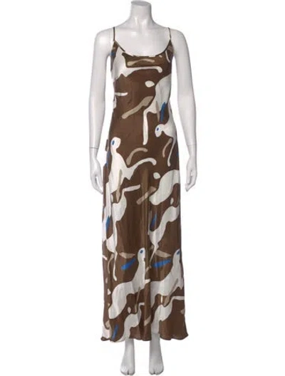 Pre-owned Silk Laundry Silk Long Dress In Brown