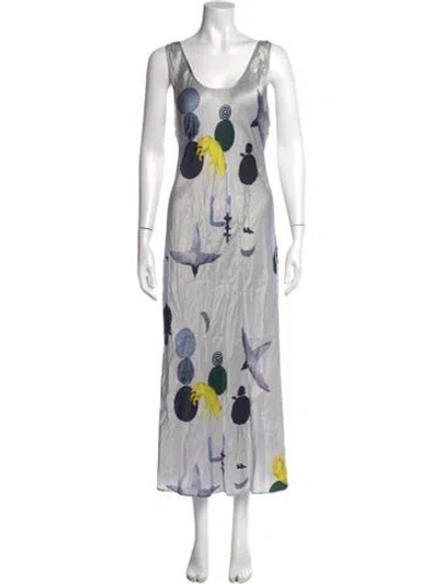 Pre-owned Silk Laundry Silk Long Dress In Gray