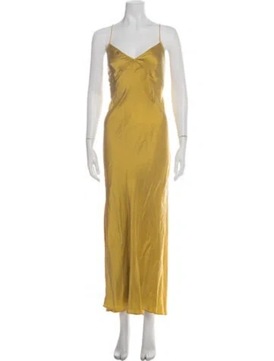 Pre-owned Silk Laundry Silk Long Dress In Green