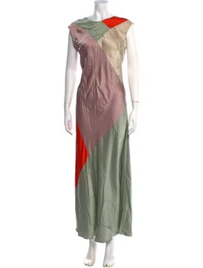 Pre-owned Silk Laundry Silk Long Dress In Green