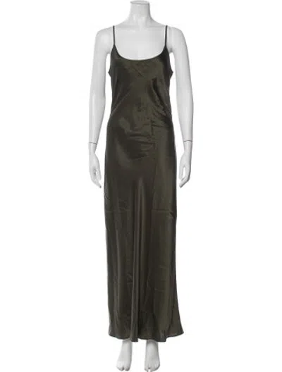Pre-owned Silk Laundry Silk Long Dress In Green