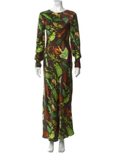 Pre-owned Silk Laundry Silk Long Dress In Green