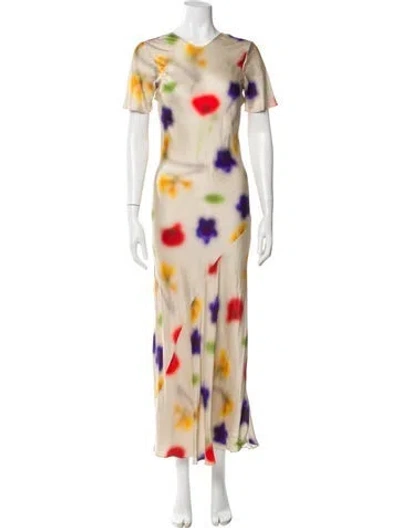 Pre-owned Silk Laundry Silk Long Dress In Neutral