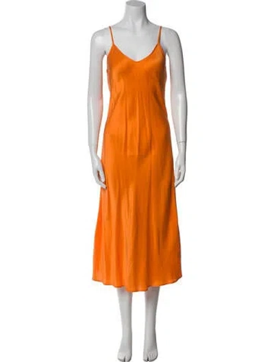Pre-owned Silk Laundry Silk Long Dress In Orange