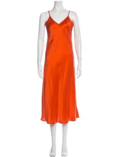 Pre-owned Silk Laundry Silk Long Dress In Orange