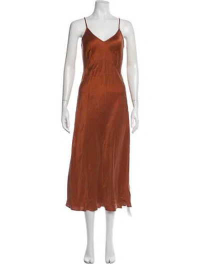 Pre-owned Silk Laundry Silk Long Dress In Orange