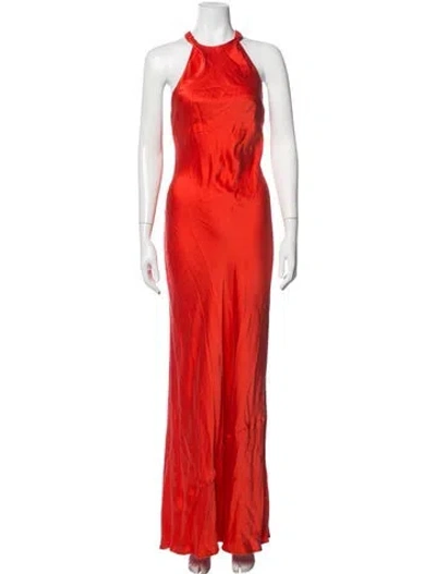 Pre-owned Silk Laundry Silk Long Dress In Orange