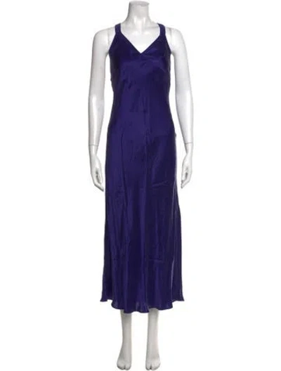 Pre-owned Silk Laundry Silk Long Dress In Purple