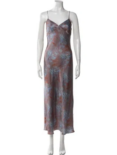 Pre-owned Silk Laundry Silk Long Dress In Purple
