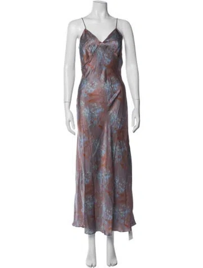 Pre-owned Silk Laundry Silk Long Dress W/ Tags In Purple