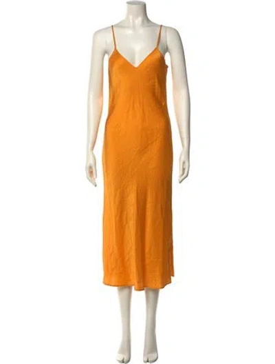 Pre-owned Silk Laundry Silk Long Dress In Yellow