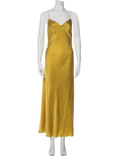 Pre-owned Silk Laundry Silk Long Dress In Yellow