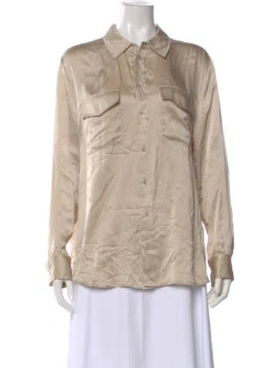 Pre-owned Silk Laundry Silk Long Sleeve Blouse In Neutral
