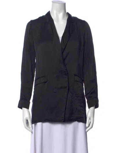 Pre-owned Silk Laundry Silk Long Sleeve Button-up Top In Blue