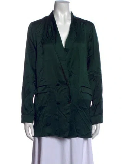 Pre-owned Silk Laundry Silk Long Sleeve Button-up Top In Green
