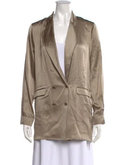 Pre-owned Silk Laundry Silk Long Sleeve Button-up Top In Neutrals