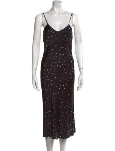 Pre-owned Silk Laundry Silk Midi Length Dress In Black