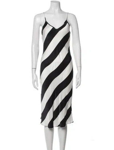 Pre-owned Silk Laundry Silk Midi Length Dress In Black/white