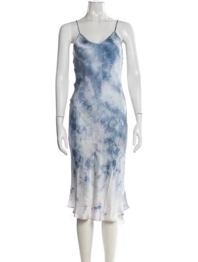 Pre-owned Silk Laundry Silk Midi Length Dress In Blue