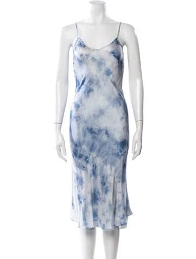 Pre-owned Silk Laundry Silk Midi Length Dress In Blue
