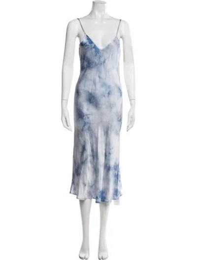 Pre-owned Silk Laundry Silk Midi Length Dress In Blue