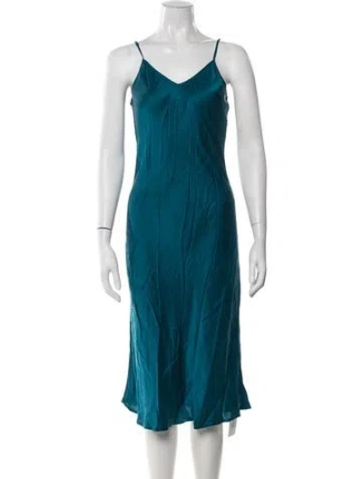 Pre-owned Silk Laundry Silk Midi Length Dress In Blue