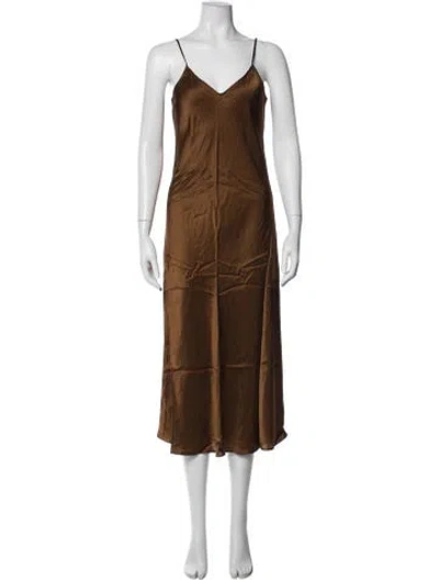 Pre-owned Silk Laundry Silk Midi Length Dress In Brown