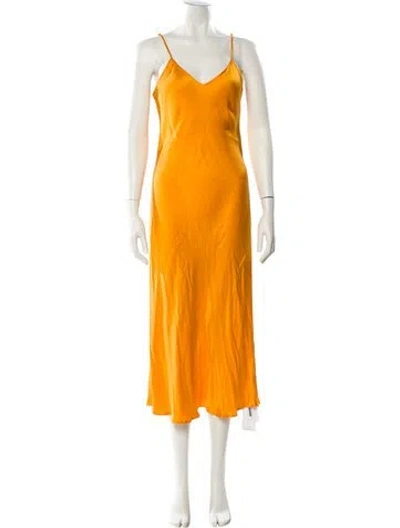 Pre-owned Silk Laundry Silk Midi Length Dress In Orange