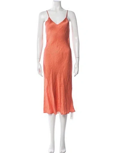 Pre-owned Silk Laundry Silk Midi Length Dress In Orange