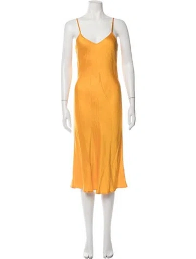 Pre-owned Silk Laundry Silk Midi Length Dress In Orange