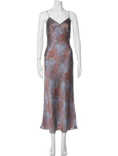 Pre-owned Silk Laundry Silk Midi Length Dress In Purple
