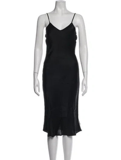 Pre-owned Silk Laundry Silk Midi Length Dress W/ Tags In Black