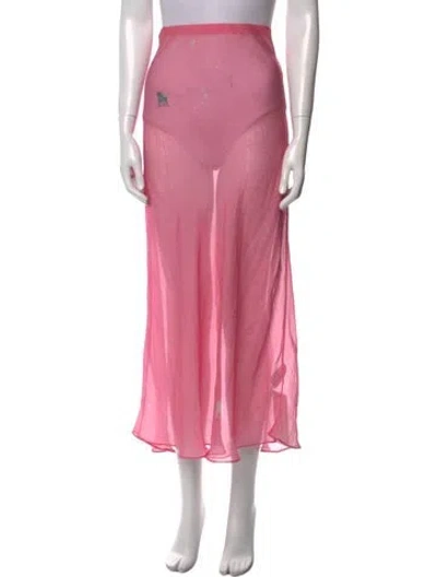 Pre-owned Silk Laundry Silk Midi Length Skirt In Pink