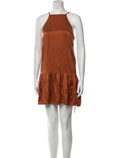 Pre-owned Silk Laundry Silk Mini Dress In Orange