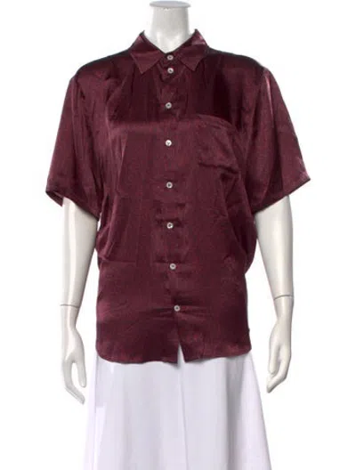Pre-owned Silk Laundry Silk Patterned Button-up Top W/ Tags In Burgundy
