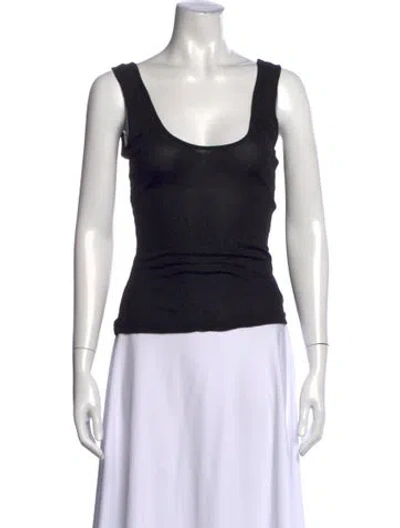 Pre-owned Silk Laundry Silk Scoop Neck Top In Black