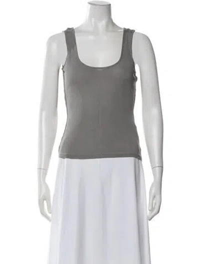 Pre-owned Silk Laundry Silk Scoop Neck Top In Grey