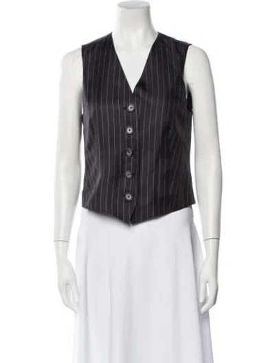 Pre-owned Silk Laundry Silk Striped Crop Top In Black