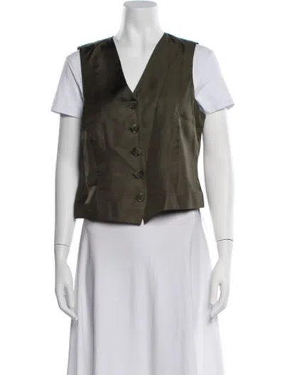 Pre-owned Silk Laundry Silk Vest In Green