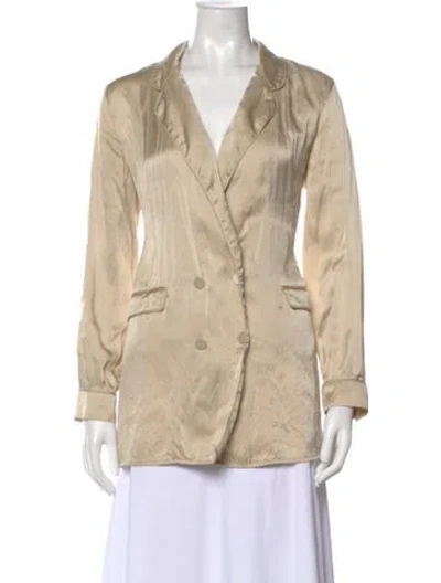 Pre-owned Silk Laundry Silk V-neck Button-up Top In Neutral