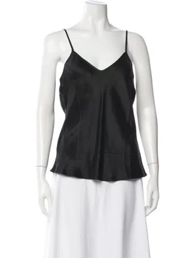 Pre-owned Silk Laundry Silk V-neck Top In Black