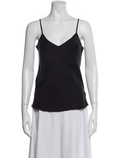 Pre-owned Silk Laundry Silk V-neck Top In Black