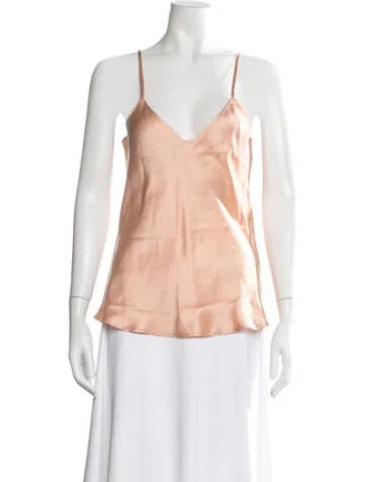Pre-owned Silk Laundry Silk V-neck Top In Neutral