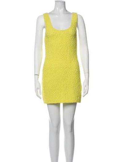 Pre-owned Silk Laundry Square Neckline Mini Dress In Green