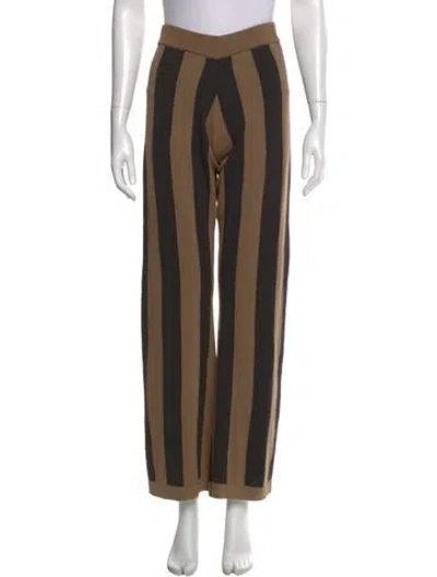 Pre-owned Silk Laundry Striped Wide Leg Pants In Brown
