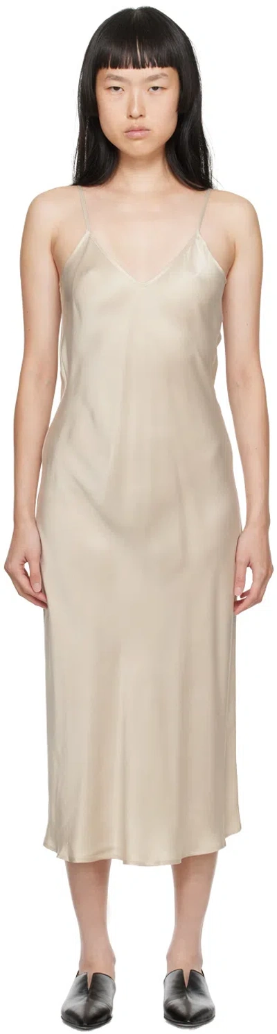 Silk Laundry Tan 90s Midi Dress In Hazelnut