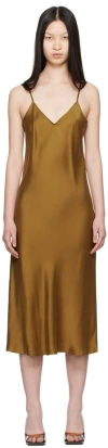 Silk Laundry Tan 90s Slip Midi Dress In Drought