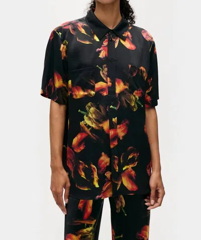 Silk Laundry Tulipa Boyfriend Shirt In Black