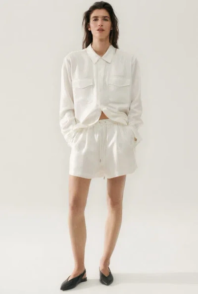 Silk Laundry Twill Boyfriend Shirt White