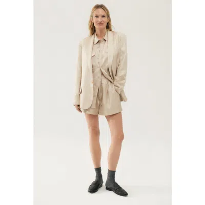 Silk Laundry Twill Slouch Shorts Hazelnut